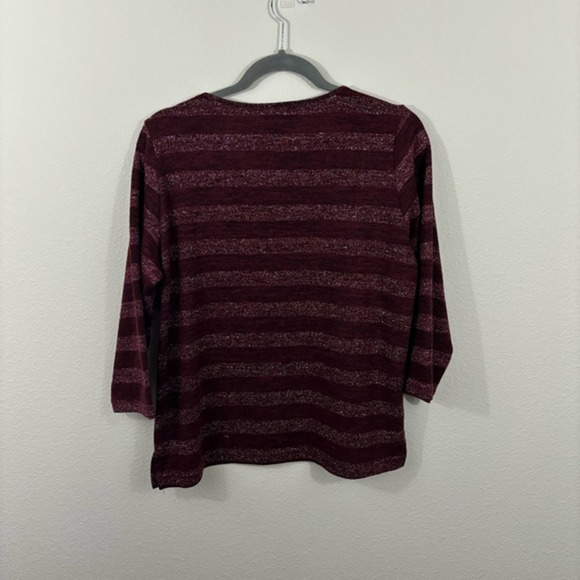 Cathy Daniels Striped Sweater Sz L Chain Detail Sparkly Vintage Look Cozy Top - Picture 4 of 4